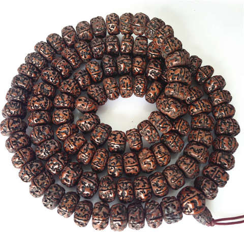 Tibetan Buddhist Mala 108 Big Oiled Rudraksha Bodhi Beads Mala 16-18mm for Man BRO575 ► Photo 1/4