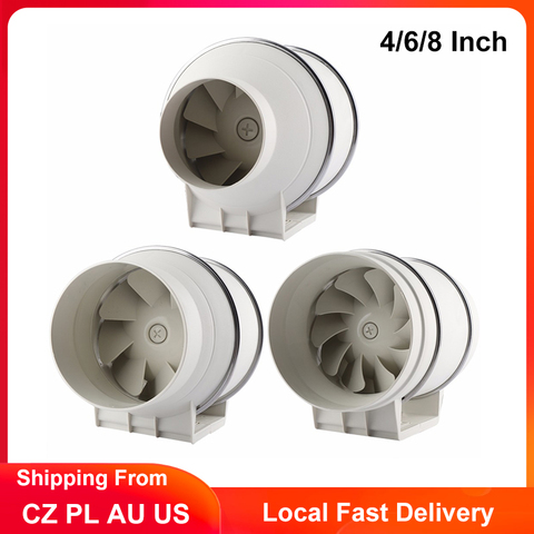 Buy Online 4 6 8 Inch Exhaust Fan Inline Duct Fan Pipe Air Ventilator Mini Extractor Kitchen Bathroom Toilet Wall Ventilation Fan 220v Alitools