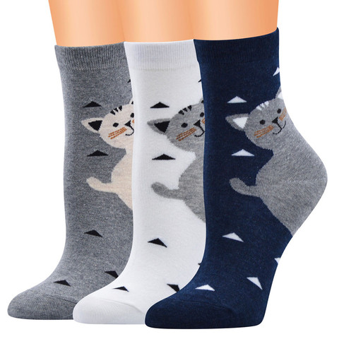 Popular Style Women Socks Casual Cat Print Cotton Pattern Lady Sock Tube Funny Comfortable Socks Girl Socks Soft Meias Socquette ► Photo 1/5