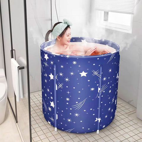 PVC Style Fabric Bracket Adult Folding Bath Barrel Household Plus Cotton Bath Barrel Large Body Steam Bath Barrel Can Be Stored ► Photo 1/4