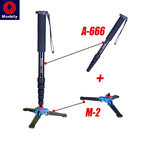 Manbily A-666 professional portable aluminum monopod tripod for digital SLR camera stand with mini tripod at the bottom ► Photo 1/1