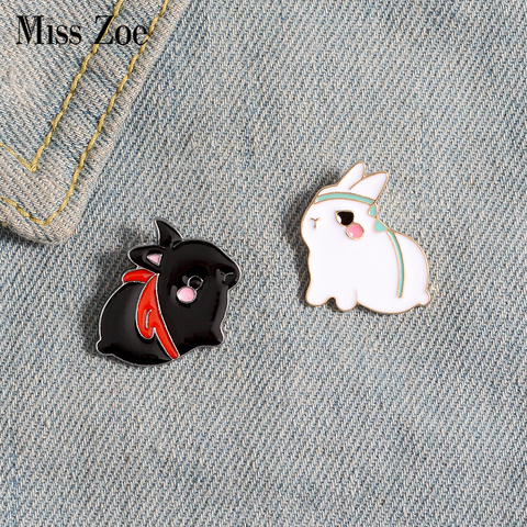 The Untamed enamel pin Black White Rabbit Brooch Bag Clothes Lapel Pin Button Badge Cartoon Animal Jewelry Gift for best friends ► Photo 1/6
