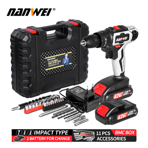 3-In-1 Electric Impact Drill Hammer Drill Electric Screwdriver Rechargable 10mm 2-Speed Cordless Drill ► Photo 1/6