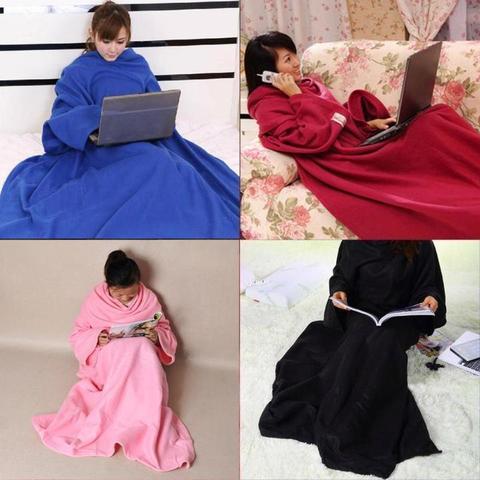 Premium Fleece Blanket with Sleeves for Adult Warm Cozy Extra Soft Microplush Functional Lightweight Wearable Lazy man blanket ► Photo 1/5