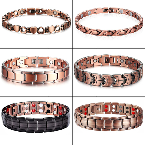 Men Pure Copper Bracelet Health Energy Germanium Magnetic Bracelet Vintage Hologram Chain Link Bracelets for Women Arthritis ► Photo 1/1