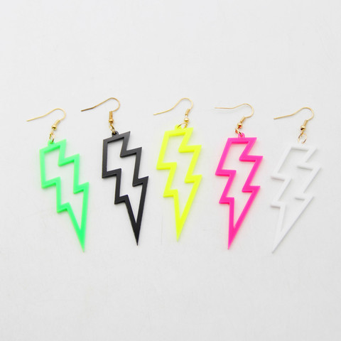 Fashion Acrylic Lightning Drop Earrings For Women Flash Geometric Neon Color Long Dangle Earrings Party Night Club Punk Jewelry ► Photo 1/6
