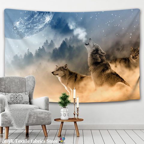 Animals Wolf Tapestry Background Psychedelic Wall Hanging Tribal Animal Sheets Wolf Tapestry Home Decor Beach Mat ► Photo 1/6