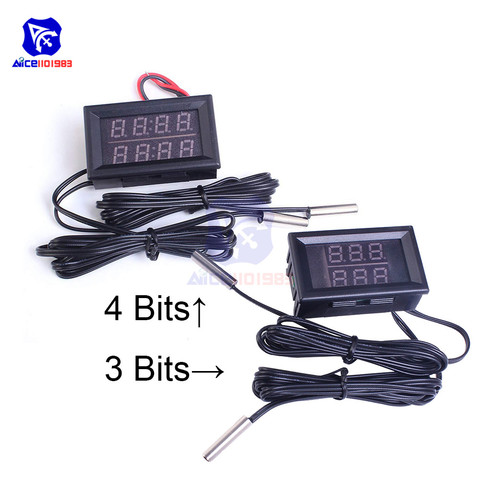diymore Dual LED Digit Thermometer 2 NTC 10K Thermostat Sensor Probe DC 4-28V Temperature Monitor Tester for Car Indoor Detector ► Photo 1/6