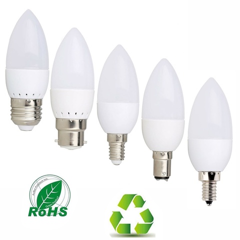 3W LED Candle Bulb E14 E27 E12 B22 B15 110V 220V 2835 SMD Chandlier Lamp Ampoule Bombillas Home Lights Replace 20W Halogen Lamps ► Photo 1/6