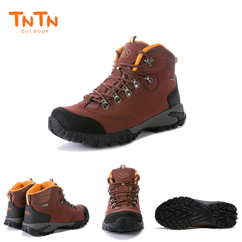 TNTN Mens Genuine Leather Waterproof Trekking Shoes Hiking Boots For Men Outdoor Sports Sneakers Unisex Breathable Walking Boots ► Photo 1/6