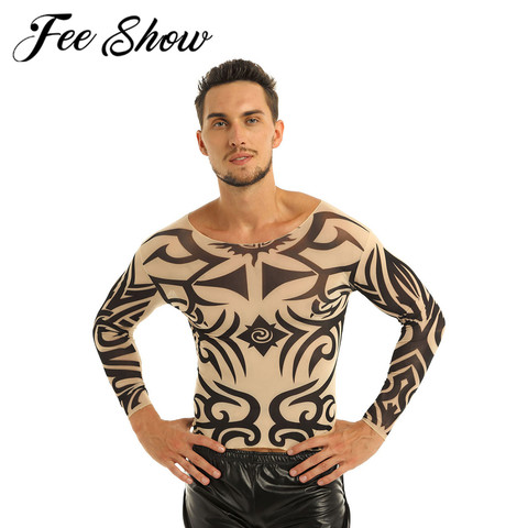 Mens Man Full Sleeve 3D Tattoo Shirts Men Boys Long Sleeve Sweater Tattoo T-Shirts Clothes Hiphop Street Dance Costumes Outfit ► Photo 1/6