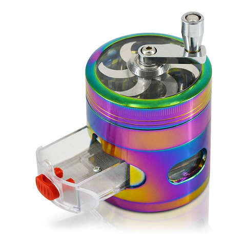 4 Layers Herb Grinder Smoke Crusher Crank Pollinator Herb Grinder Spice Grinder Hand Cranked Clear Top Grinder with Drawer ► Photo 1/6