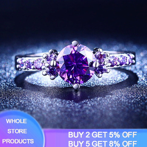 New Fashion 2.0ct Lab Amethyst Ring 925 Solid Silver Rings for Women Crystal Engagement Ring Silver 925 Gemstones Jewelry R199 ► Photo 1/6