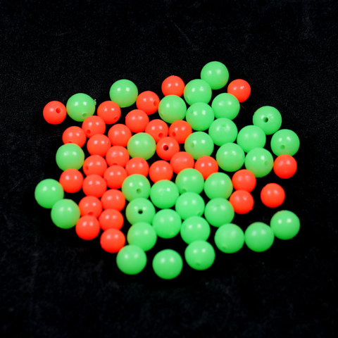 100pcs Fishing Space Beans Luminous Round  Float Balls Stopper Glow Rigging Beads Plastic Tackle Lure Accessories Red Green ► Photo 1/6