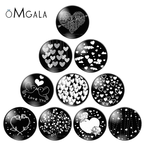 Simple Heart Shape love symbol10pcs mixed 12mm/18mm/20mm/25mm Round photo glass cabochon demo flat back Making findings For Gift ► Photo 1/6