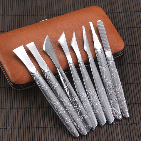 8 Pieces/Set  Stainless Steel Leather Craft Skiving Sharp Handle Knife Leather Craft Handwork DIY Tool ► Photo 1/6