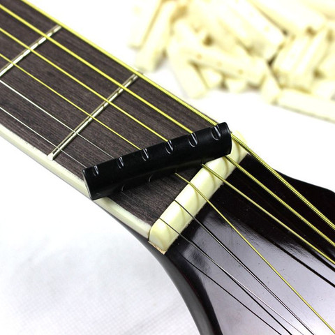 2Pcs/lot Buffalo Bone Ivory Upper Guitar Bridge Nut Saddle For 6 String Acoustic Guitar Music Instrument Replacement Spare Part ► Photo 1/3