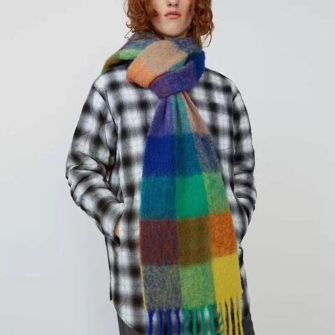 2022 Winter Plaid Cashmere Scarf Fashion Shawl Colored Chequered Scarves Warm Students' Necks and Thicker bufanda invierno mujer ► Photo 1/6