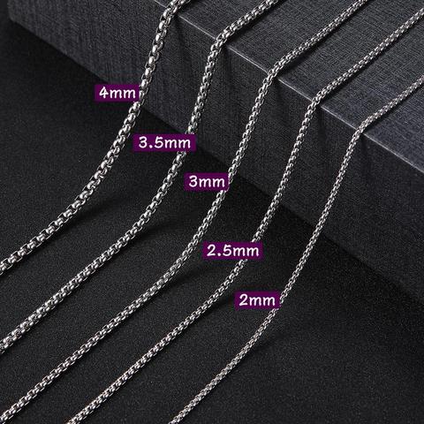 Skyrim Fashion 60cm Long Box Chain Necklace Stainless Steel Statement 2-4mm Thick Chains Jewelry Gift for Men Women Wholesale ► Photo 1/6