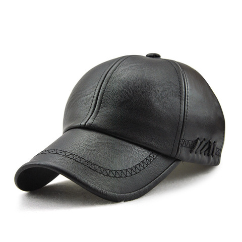 Idopy Men`s Faux Leather Baseball Caps Winter Autumn PU Soft Street Style Leather Hats For Male ► Photo 1/6