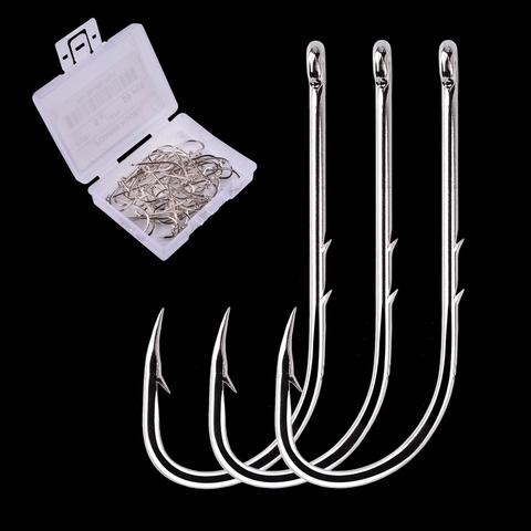 50pcs/lot Long Shank Fishing Hook 1#-10# High Carbon Steel Sharp Barbed Offset Narrow Bait Hook ► Photo 1/6