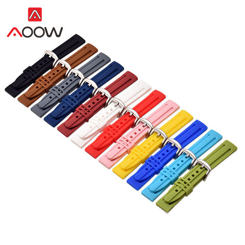18mm 20mm 22mm 24mm Silicone Sport Strap Watchband Candy Color Waterproof Soft Rubber Replacement Bracelet Band for Smart Watch ► Photo 1/6