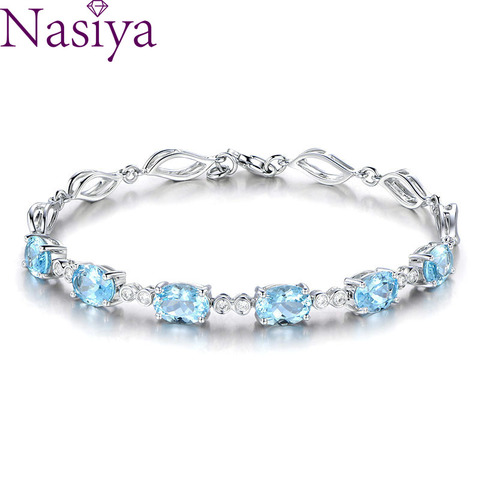 Aquamarine Bracelets For Female Real 925 Sterling Silver Sky Blue Gemstone Bracelet For Student Birthday Gift ► Photo 1/6