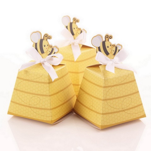 50pcs/lot Baby Shower Creative Cartoon Honey Bee Candy Box For Newborn Boys& Girls Birthday Party Decorative Favor ► Photo 1/4
