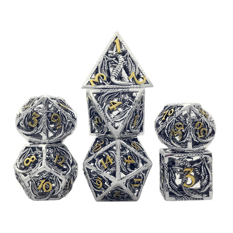 New  Metal Hollow DND Dice Set D20 Dados Rol Polyhedral RPG Dice Playing Dobbelstenen Dobbel Game Dobbelspel kostki do gry Dadi ► Photo 1/6