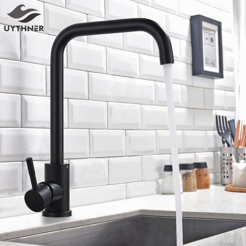 Uythner Matte Black/Brushed Nickle Kitchen Faucet Hot And Cold Water Mixer Faucet For Kitchen Water Faucet Kitchen Taps ► Photo 1/6