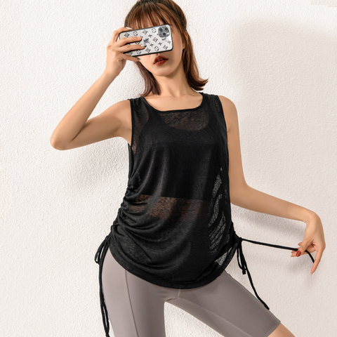 Women Sport Vest Loose Thin See-through Yoga Shirt Running Fitness  Sleeveless T-shirt Quick Dry Tank Tops Gym Workout Tee Blouse - Price  history & Review, AliExpress Seller - Migarh Sporting Store