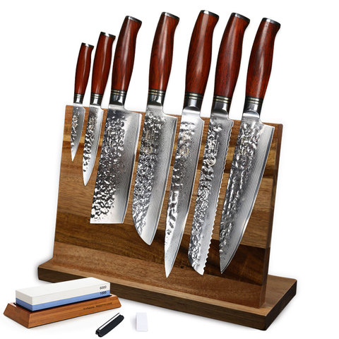 YARENH Professional Chef Knife Set - Kitchen Magnetic Knife Holder - Japanese Damascus Stainless Steel Knives Sets - Chef's Gift ► Photo 1/6