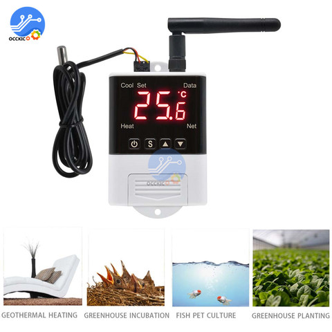 Wireless Wifi Temperature Controller Thermostat AC110-220V DS18B20 NTC Sensor Digital Display APP Control for Smart Home Aquariu ► Photo 1/6