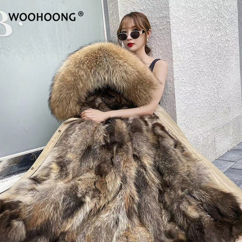 X-long Parka Natural Raccoon Fur Real Fur Coat Winter Jacket Women Long Parka Waterproof Big Warm Detachable Streetwear Parkas ► Photo 1/6