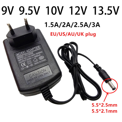 9V 9.5V 10V 12V 13.5V AC/DC Universal Power Adapter Supply 9 10 12 13.5 Volt Adaptor 1.5A 2A 2.5A 3A Adaptador 5.5mm Switching ► Photo 1/6