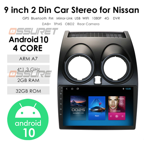 Car stereo with screen radio Multimidia Video Player GPS 2 din android 10 For Car goods Nissan Qashqai 1 J10 2006-2013 Carplay ► Photo 1/6