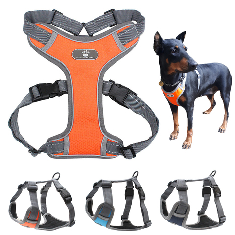Large Dog Harness Vest Breathable No Pull Dog Training Harness Adjustable Reflective Pet Harnesses For Pitbull Labrador Collars ► Photo 1/6