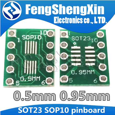 10pcs SOT23 SOP10 MSOP10 Umax SOP23 to DIP10 Pinboard SMD To DIP Adapter Plate 0.5mm/0.95mm to 2.54mm DIP pin PCB Transfer Board ► Photo 1/2