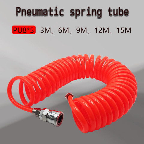 PU 8mm x 5mm Polyurethane Air Compressor Hose Tube Flexible Air Tool With Connector PU0805 Spring Spiral Pipe 8*5 ► Photo 1/6