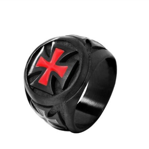 Classic Punk Black Cross Knights Templar Rings for Men High Quality Metal Band Religious Jewelry ► Photo 1/5