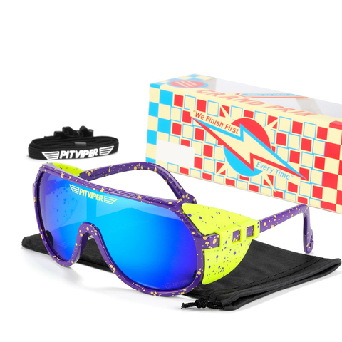 New Pit Viper One Piece Sunglasses Oversized Mirror UV400 Goggle Oval Flat Top Colorful Shades With Free Box ► Photo 1/6