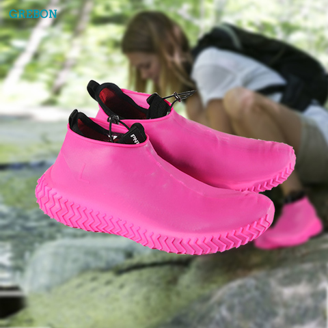 Waterproof Silicone Shoes Cover Disposable Overshoes Reusable Outdoor Rain Boot Protector Unisex Rubber Case Anti Slip 1 Pair ► Photo 1/6