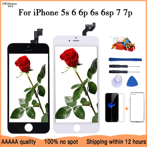 LCD Display For iPhone 6 5 5c 5s SE 7 8 Plus touch Screen Replacement for iPhone 4 4S 6S +Tempered Glass+Tools+TPU Case ► Photo 1/6