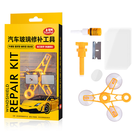 Set for repair of chips and cracks auto glass windshield repair kit, repair kit, removal of crack on glass, repair of auto glass ► Photo 1/6