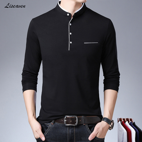 Liseaven 2022 New Arrival Men's T-Shirt Long Cotton T-Shirts Men Full Sleeve tshirt Plus Size 5XL T Shirt Tee Tops 5 Colors ► Photo 1/6