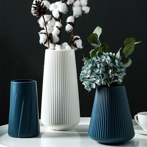 Morandi Plastic Vase Living Room Decoration Ornaments Modern Origami Plastic Vases for Flower Arrangements Home Decoration ► Photo 1/6