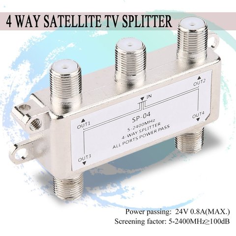 4 Way Satellite/Antenna/Cable TV Splitter Distributor 5-2400MHz F Type SP-04  Wholesale dropshipping Splitter Home Tv Equipments ► Photo 1/6