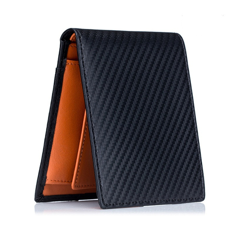 High Quality RFID Blocking Man Carbon Fiber Thin Wallets Microfiber Slim Bank Credit Card Holder For Male Simple Short Purse ► Photo 1/6