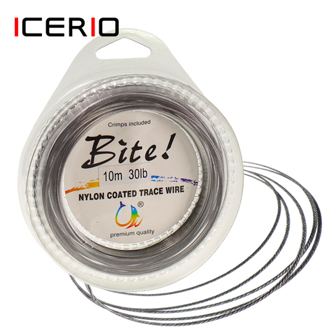 ICERIO 10m Anti Corrosion Nylon Coated 7 Strands Steel Weave Wire 5lb~200lb Rigs Jigging Lures Fishing Leader Line ► Photo 1/6