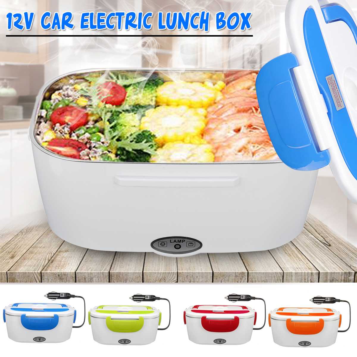 VOVOIR 12V Electric Heating Lunch Box Thermal Bento Box Food Heater Warmer 